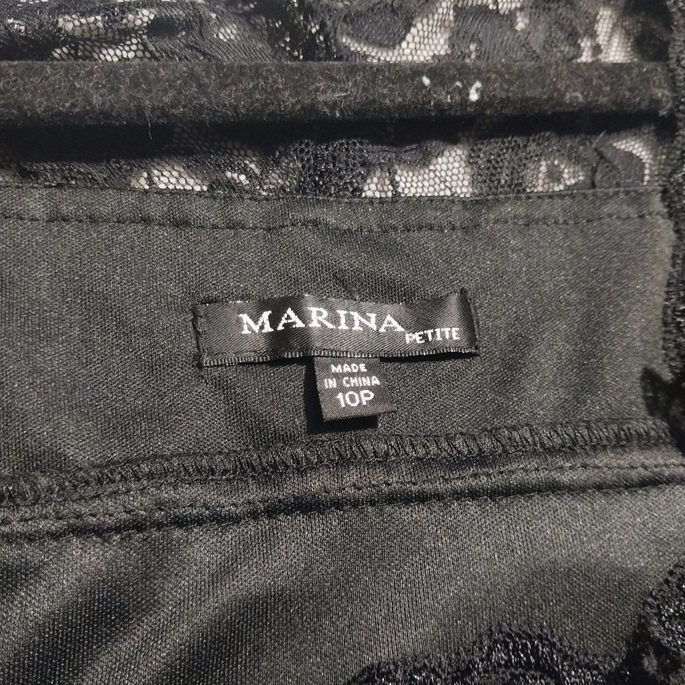 MARINA Petite Black Lace Gown